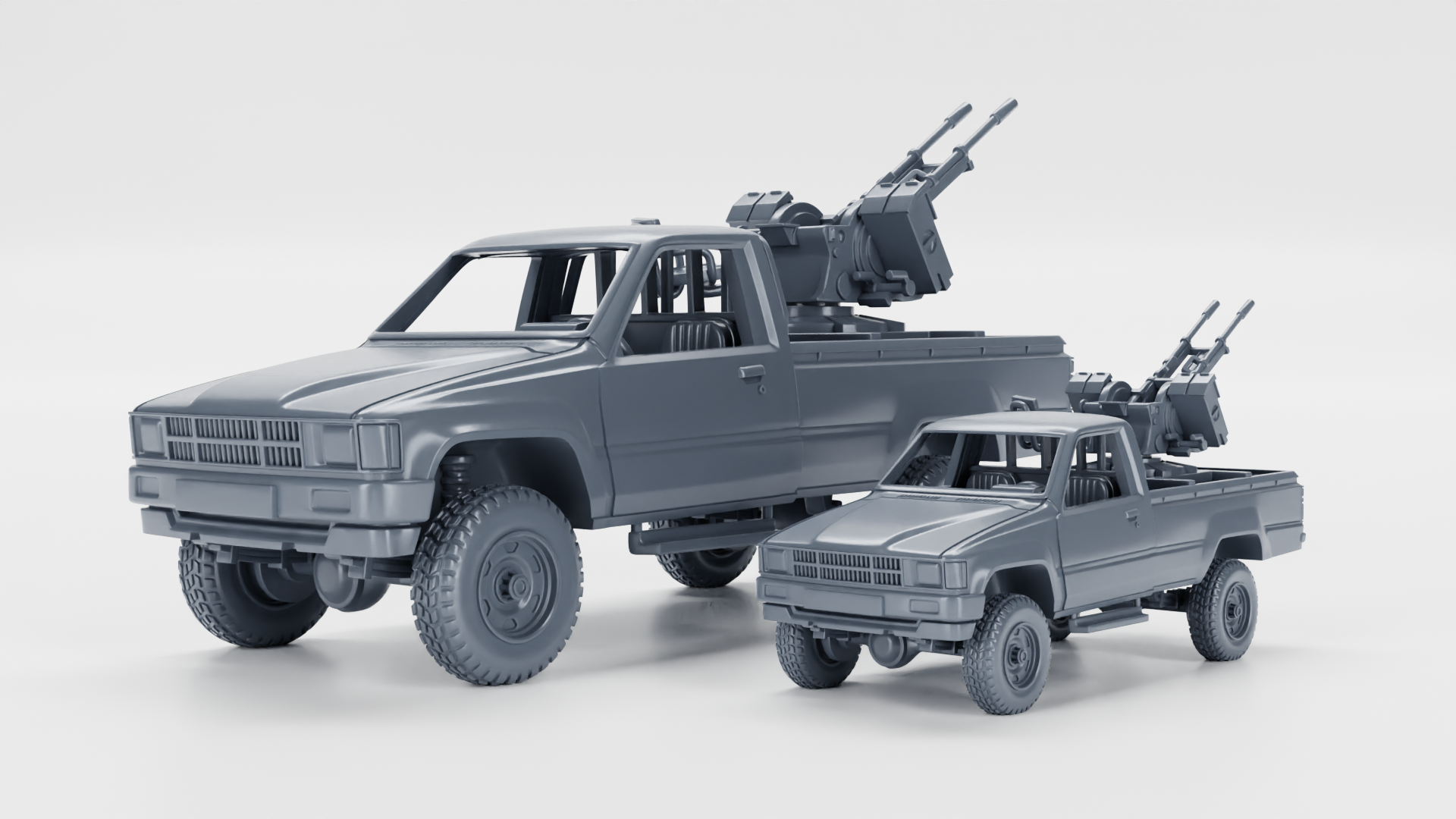 Toyota Hilux Mk.4 (1984) with ZU-23-2 AA gun (USSR+Afghan, Cold War) (1 ...